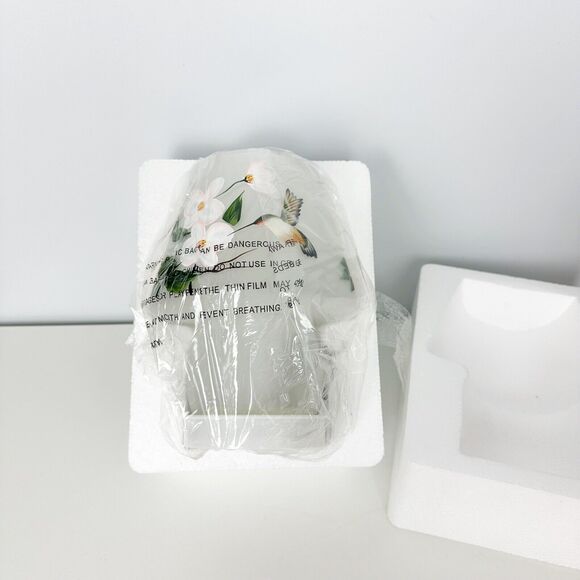 Valerie Parrhill Frosted Satin Glass Floral Hummingbird Lamp 7.5” NEW - Picture 6 of 7